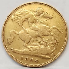 AUSTRALIA 1904 . HALF 1/2 SOVEREIGN . PERTH . GOLD . NO B.P.